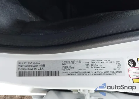 2024 Ram 1500 Tradesman 4X4 5'7 Box из США, поврежденный, VIN 1C6RRFGG3RN194128